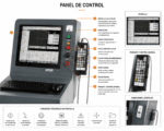 Annotated diagram of the Super Drill EDM control panel, screen and manual pendant